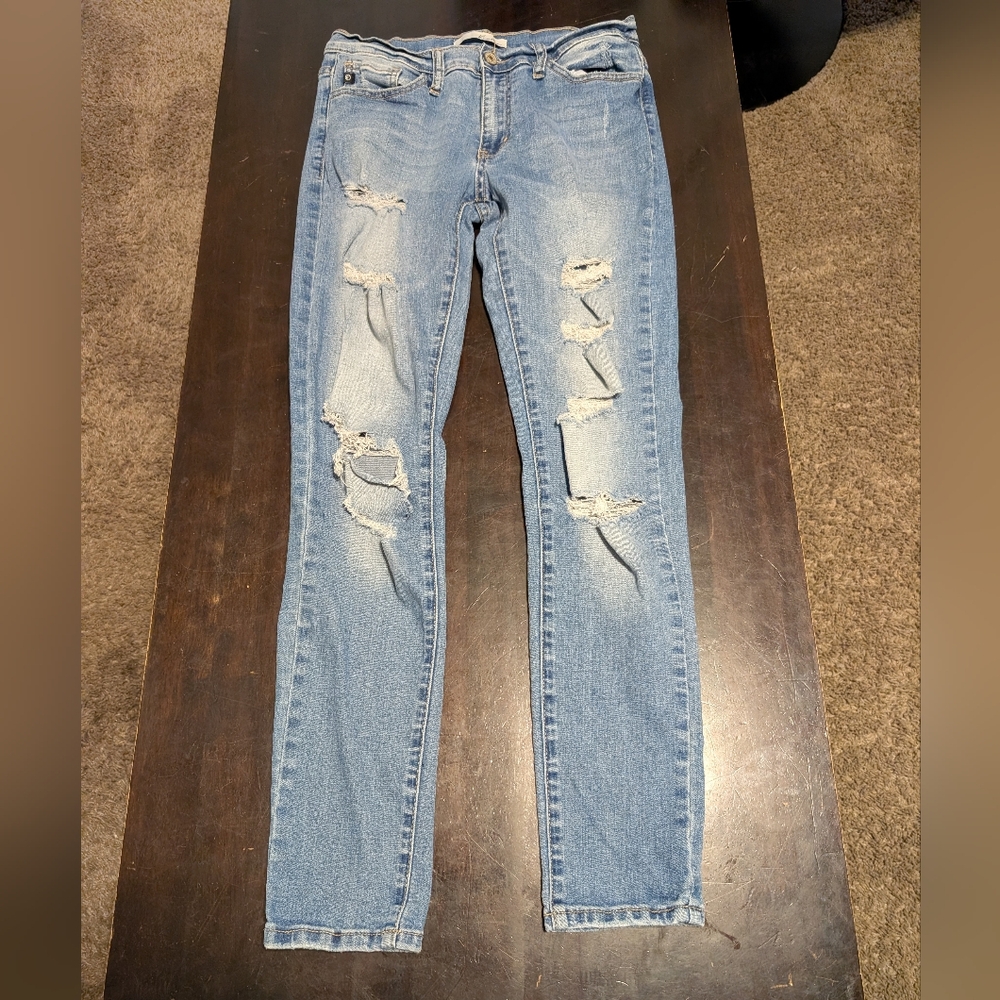KanCan Jeans 9/28 Denim Geneva Stretch High Rise Skinny Fringe